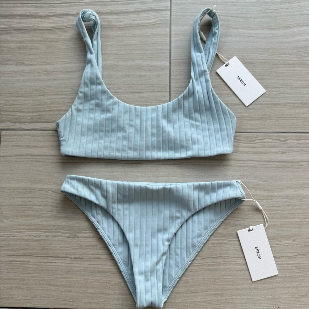 Mikoh Blue Ribbed Bikini Set - NEW XS